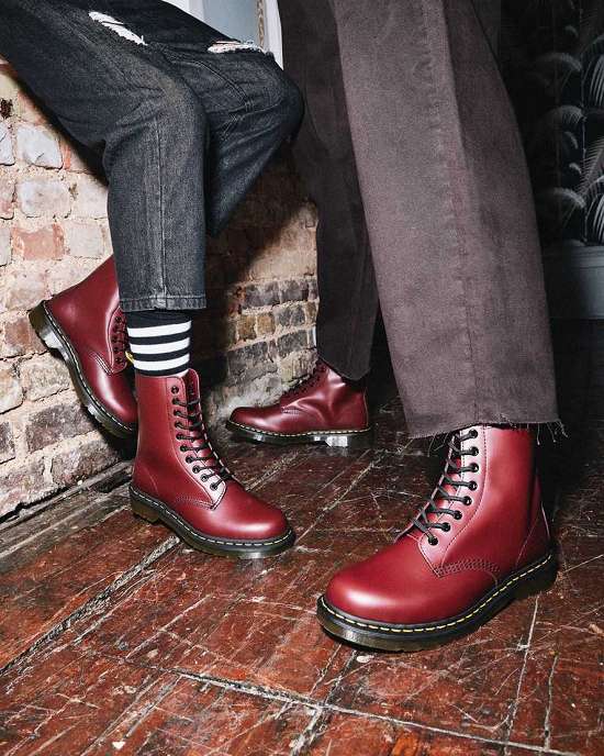 Botas Con Cordones Dr. Martens 1490 Smooth High Mujer Vino MX-15740